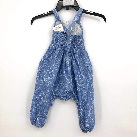 BARDOT Baby Missy Floral One Piece Outfit 0-3 Months Blue Sleeveless Smocked NWT - Picture 4 of 7